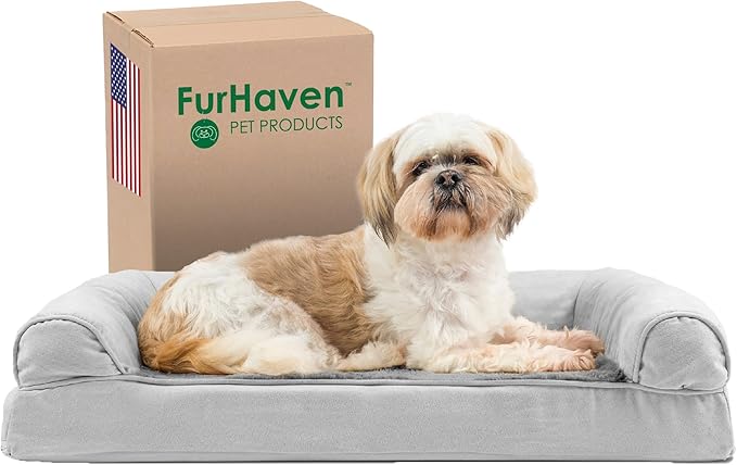 Furhaven Orthopedic Dog Bed for Medium/Small Dogs w/ Removable Bolsters & Washable Cover 35 lbs