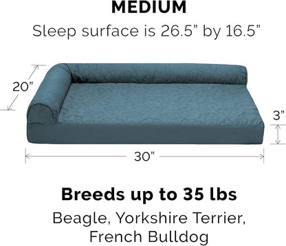 Furhaven Cooling Gel Dog Bed for Medium/Small Dogs w/ Removable Bolsters & Washable Cover 35 lbs