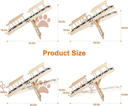 Wooden Dog Ramp for Car Dog Stairs for High Beds, Foldble Pet Steps with Handrail Dog Ramps for Large Dogs Older Animals