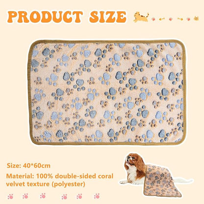 Dohia Warm Pet Blanket Super Soft Fluffy Print Blanket/Bed Cover for Dog Puppy Cat D2-CWMT (Khaki)