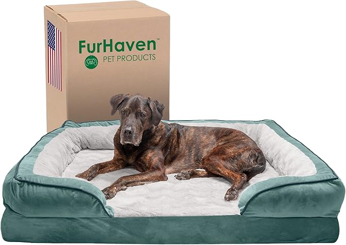 Furhaven Orthopedic Dog Bed for Large Dogs w/ Removable Bolsters & Washable Cover 125 lbs