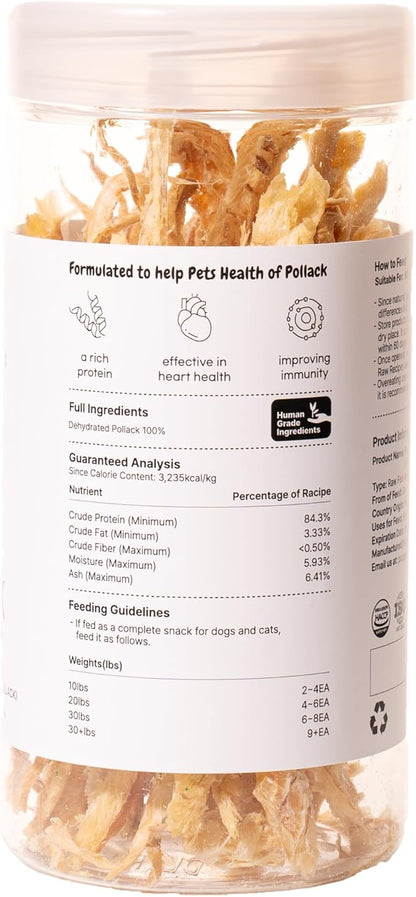 Puppyluv Low Salted Pollack Fish Snacks | Natural Air Dried Dog Treats & Cat Treats | Training Treats for Dogs | Rich with Fish Oil for Dogs | All Breeds & Sizes