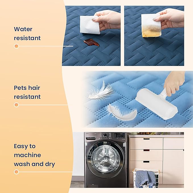 gogobunny 100% Double Sided Waterproof Dog Blanket Soft Pet Bed Cover Reversible Protect Furniture Couch Sofa Car for Puppy Cat Kids (Dark Blue/Light Blue 52x82 Inch 1))