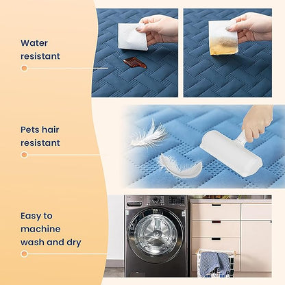 gogobunny 100% Double Sided Waterproof Dog Blanket Soft Pet Bed Cover Reversible Protect Furniture Couch Sofa Car for Puppy Cat Kids (Dark Blue/Light Blue 52x82 Inch 1))