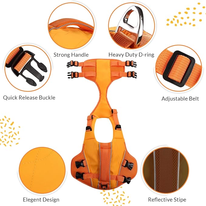 ASENKU Dog Life Jacket with Rescue Handle