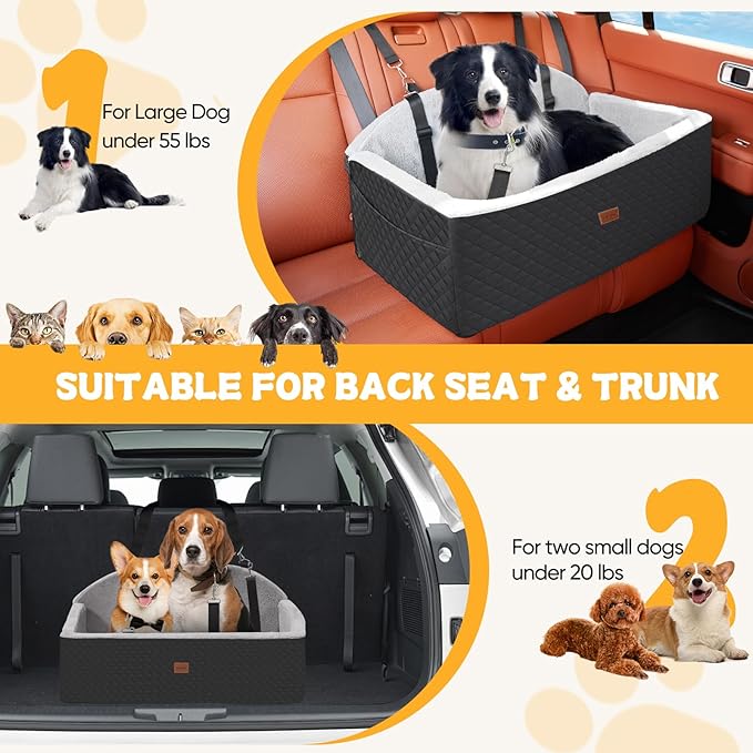 Dog Car Seat for Large Medium Dog 55 lbs 2 Small