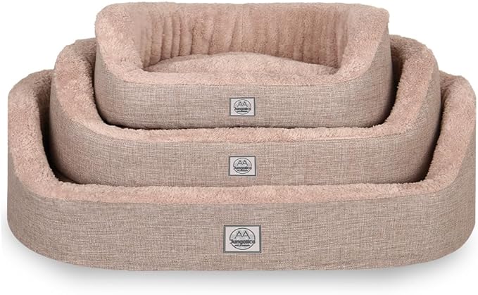 ,Beige-Medium -Ultra Soft, Cozy,Calming,Removable Washable Cover with Zipper.Anti-Slip Cat and Dog Bed.Double sided for Winter and Summer.