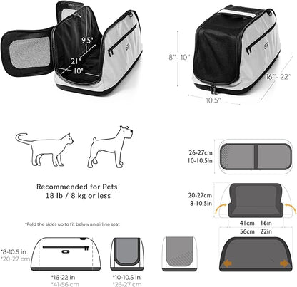 Sleepypod Air - Airline Approved Pet Carrier and Crash-Tested Car Seat for Cats and Dogs up to 18 lbs (Glacier Silver)