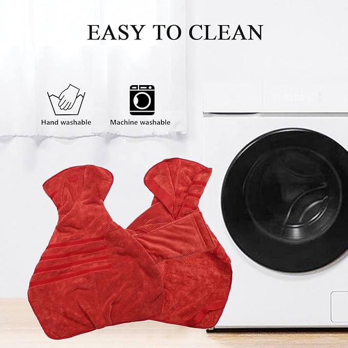 Dog Bathrobe Towel Geyecete Dog Drying Coat-Dry Fast Dog Bag-Pineapple Grid Fast Drying Super Absorbent Pet Dog Cat Bath Robe Towel-Red-S