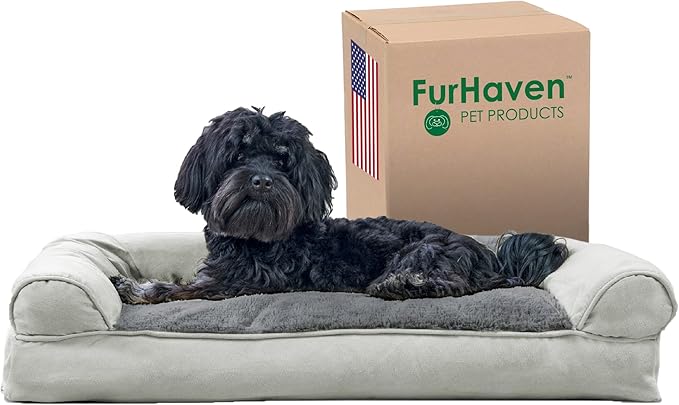 Furhaven Pillow Dog Bed for Medium/Small Dogs w/ Removable Bolsters & Washable Cover