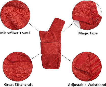 Geyecete Dog Bathrobe Towel Dog Drying Coat-Dry Fast Dog Bag-Pineapple Grid Fast Drying Super Absorbent Pet Dog Cat Bath Robe Towel-Red-L