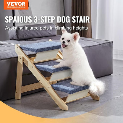 VEVOR Wood Pet Stairs/Pet Steps 2-in-1 Foldable 3 Steps 150 lbs