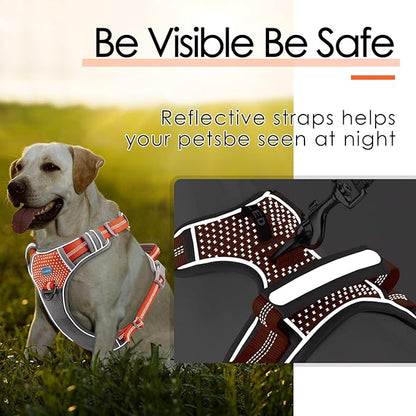 ThinkPet No Pull Harness Breathable Sport Harness with Handle-Dog Harnesses Reflective Adjustable for Medium Large Dogs,Back/Front Clip for Easy Control