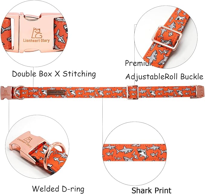 Lionheart glory Dog Collar Shark Print Dog Collar