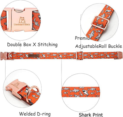 Lionheart glory Dog Collar Shark Print Bow Dog
