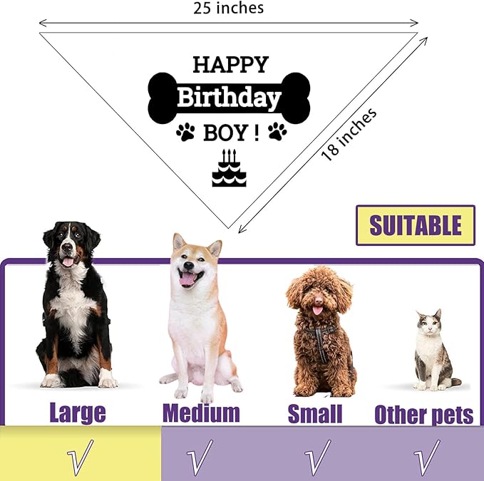 Birthday Boy Dog Bandanas, Dog Birthday Bandana Triangle Scarf Puppy Birthday Dog Birthday Party Supplies for Medium, Large Dogs