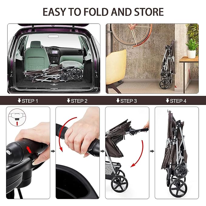 Pet Stroller for Medium Small Dogs and Cats 4 Wheels,
