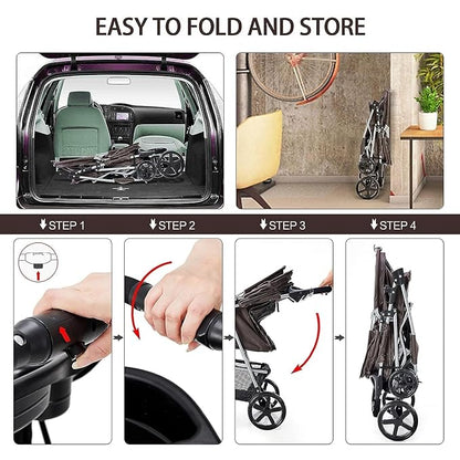 Pet Stroller for Medium Small Dogs and Cats 4 Wheels,