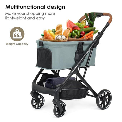 T6 Luxury Pet Stroller for Medium Dog Under 66lbs or 2 Small Dogs & Cats