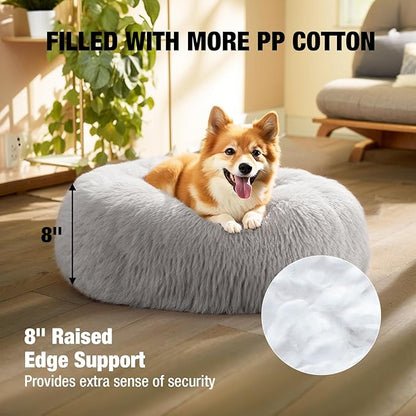 Veehoo Calming Dog Bed for Large Medium Dogs 45 lbs 30", Light