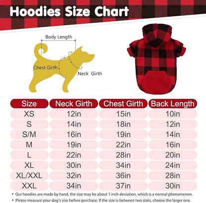 KOOLTAIL Plaid Dog Hoodie Pet Clothes Sweater with Hat and Pocket for Small Medium Large Size Dogs