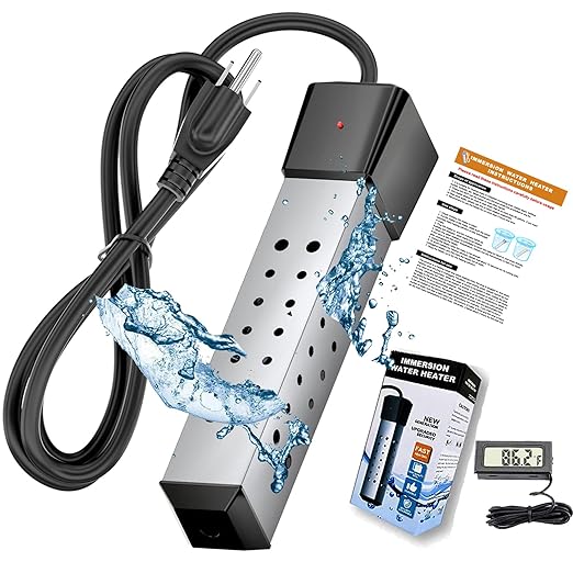 HASTER 2000W Rapid Heating Square Immersion Water Heater for Inflatable Pool Bathtub 304 SS 5 Gallon