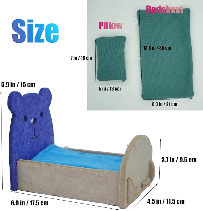 Felt Hamsters Bed, Small Animal Bed with Soft Mat, Small Pets Gift for Small Chinchilla Hamsters Hiding Sleeping(Camel)