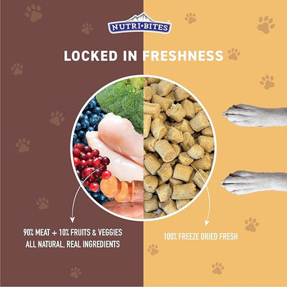 Nutri Bites Freeze Dried Dog Food Full Meal, Chicken Recipe 22 oz | Complete & Balanced Fresh Healthy High-Protein Pet Meal with Real Meat for Medium & Large Breeds