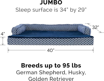 Furhaven Orthopedic Dog Bed for Large Dogs w/ Removable Bolsters & Washable Cover 95 lbs