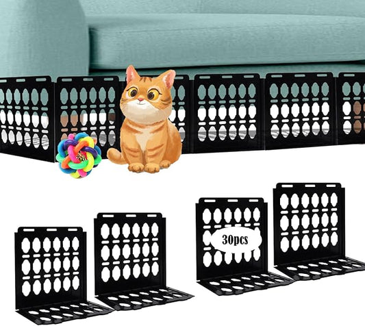 Under Bed Blocker for Pets - 14.7FT Underneath Couch Bumper Pet Toy Couch Guards Under Furniture Sofa Gap Barrier (Black)