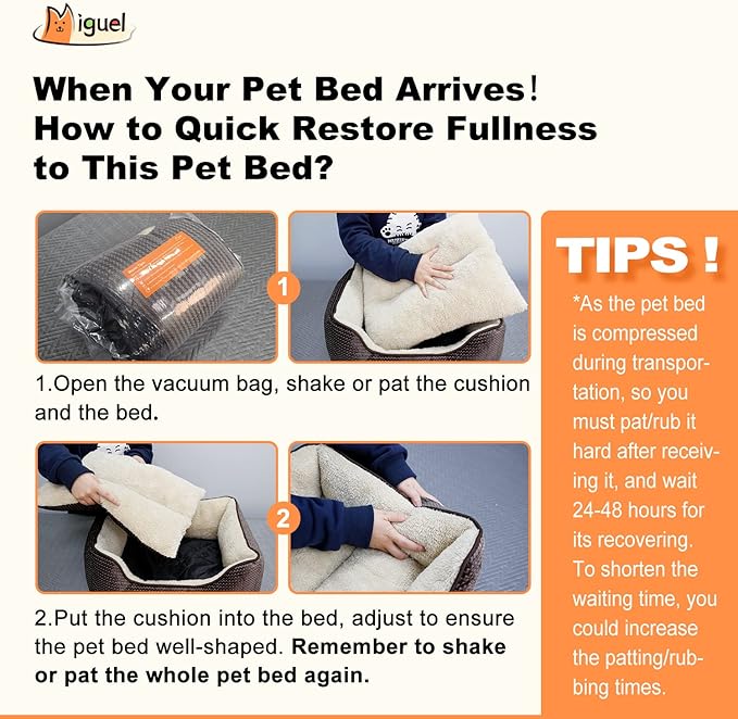 Miguel Dog Bed with Removable Cushion/Pillow for Medium Small Dogs 30 Inch