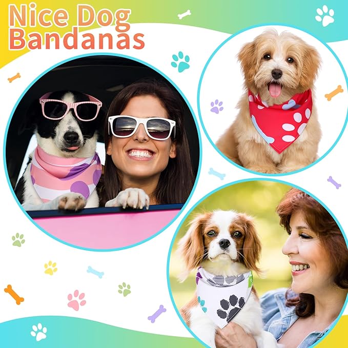 100 Pcs Paw Pattern Bandana Bulk Pet Bandanas
