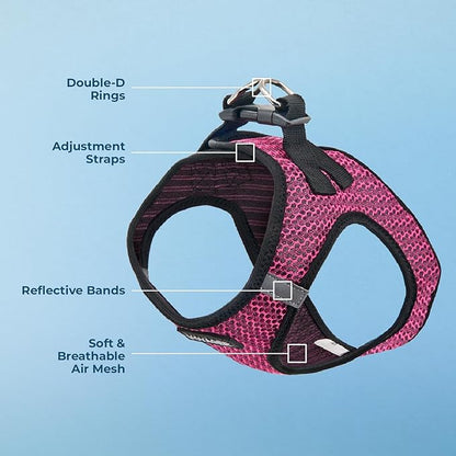 Voyager Step-in Air Dog Harness - All Weather Mesh Step in Vest Harness for Small and Medium Dogs and Cats by Best Pet Supplies - Harness (Fuchsia 2-Tone), M (Chest: 16-18")