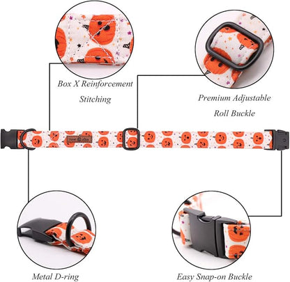 Lionet Paws Soft Comfortable Halloween Bowtie Dog Collar with Metal Buckle Adjustable Collars for X-Large Dogs Gift 16-26in