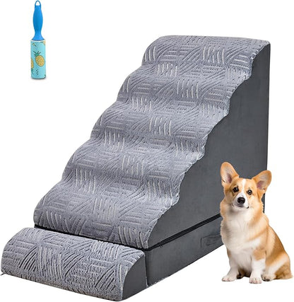 30 inch Foam Pet Stairs for High Beds, Dog Ramp for Small Dog, Older Pets, Non-Slip Dog Stairs for High Beds, 6-Tier Dog Stairs for Couch & Bed, Non-Slip Dog Ramps for Small Dogs, Older Pets