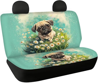 AFPANQZ Pug Dog Back Seat Cover Non-Slip Interior