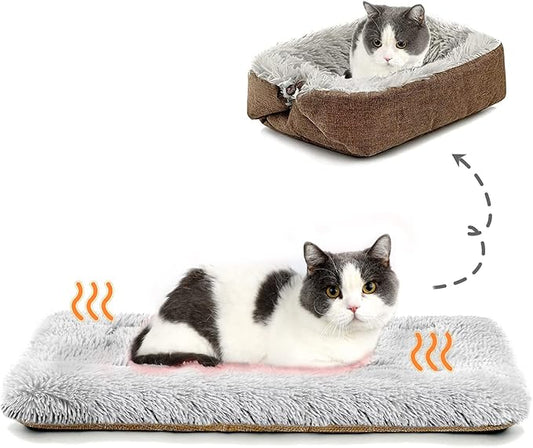 Cat Bed Small Dog Bed Self Warming Cat 24''X20'' (Khaki)