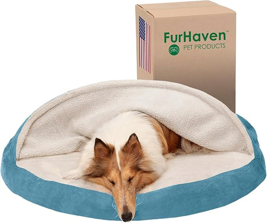 Furhaven 44" Round Orthopedic Dog Bed for Large Dogs w/ Removable Washable Cover 80 lbs 44-inch
