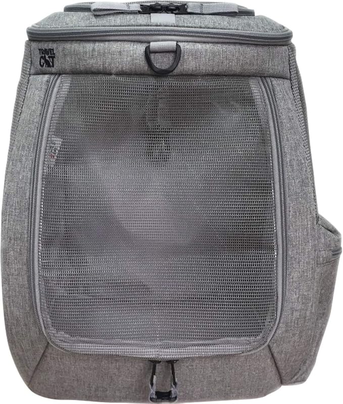 Travel Cat Navigator Carrier Bag - Premium Cat Backpacks for Carrying Cats, Travel, Hiking, Outdoor Use - Grey Mesh Backpacks for Small, Medium, Large Cats up to 25 LBS with Side Pockets, Zipper Clips