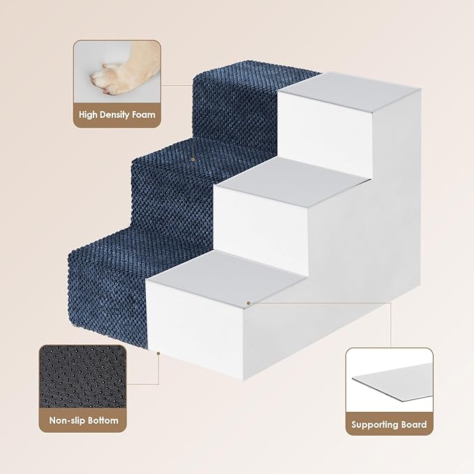 EHEYCIGA Dog Stairs for Small Dogs 13.5" H 3-Step Dog