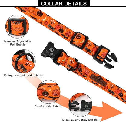 Lionet Paws Halloween Dogs Collar Orange 8-12 inches