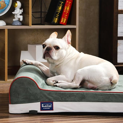 Laifug Orthopedic Memory Foam Dog Bed with Pillow and Durable Water Proof Liner & Removable Washable Cover & Smart Design Medium (34"x22"x7")