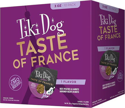 Tiki Dog Taste of The World Wet Dog Food, France Beef, Potatoes & Carrots, Multi-Pack, 3 oz. Cups (10 Count)