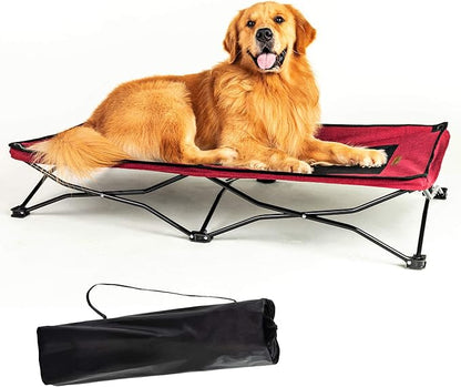 YEP HHO 47 Inches Long Elevated Folding Pet Bed Cot Travel Portable Breathable Cooling Textilene Mesh Sleeping Dog Bed (47 Inch (Pack of 1), Red)