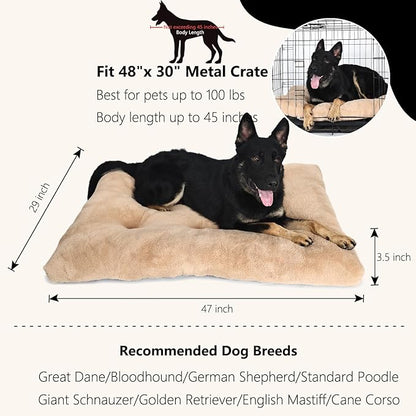 Dog Crate Bed 48 x 30 Washable fit Metal Dog Crates or Kennel 100 lbs