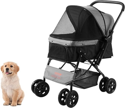 VEVOR Dog Cat Stroller for Medium Small Dogs Cats Up to 44lbs 4 Wheel