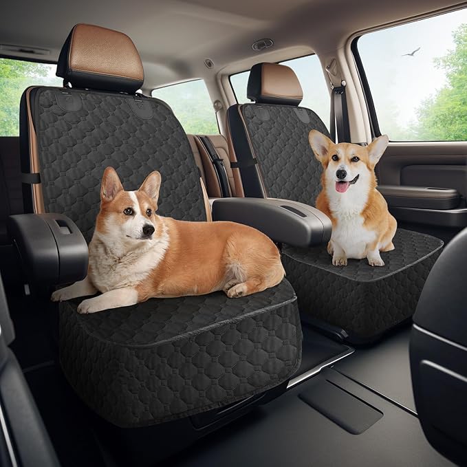 LOOBANI 2 Pack Front Dog Car Seat Cover: Waterproof Car Seat Covers for Dogs