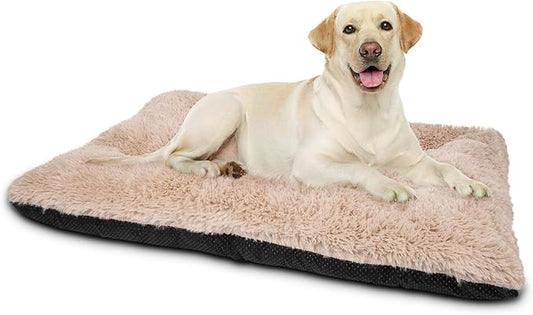 JOEJOY Large Dog Bed Crate Pad Anxiety，35" x 23", Beige