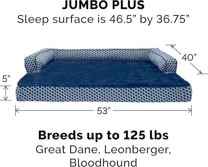 Furhaven Orthopedic Dog Bed for Large Dogs w/ Removable Bolsters & Washable Cover 125 lbs