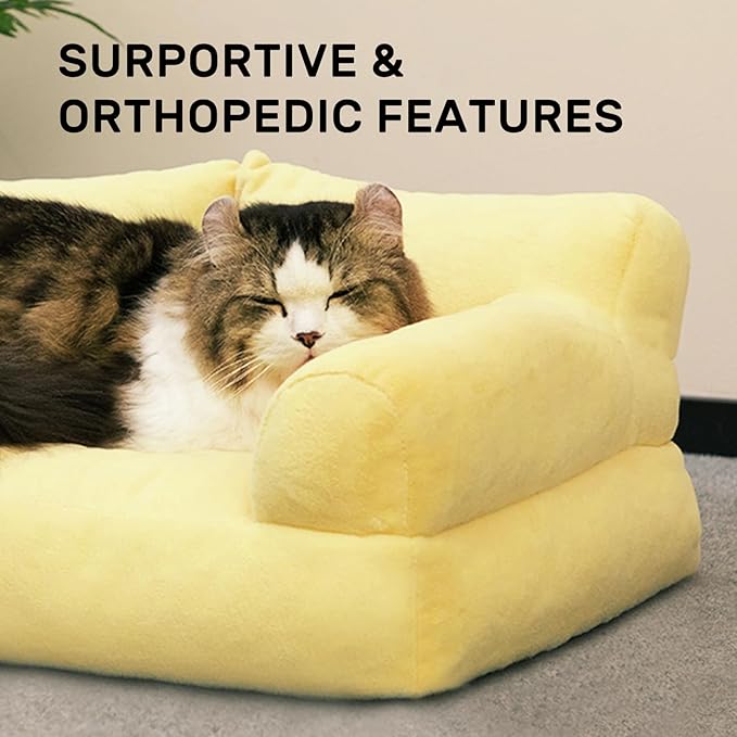 Hollypet Fluffy Plush Pet Sofa Soft Calming Pet Sofa Beds for Medium Small Cats and Dogs